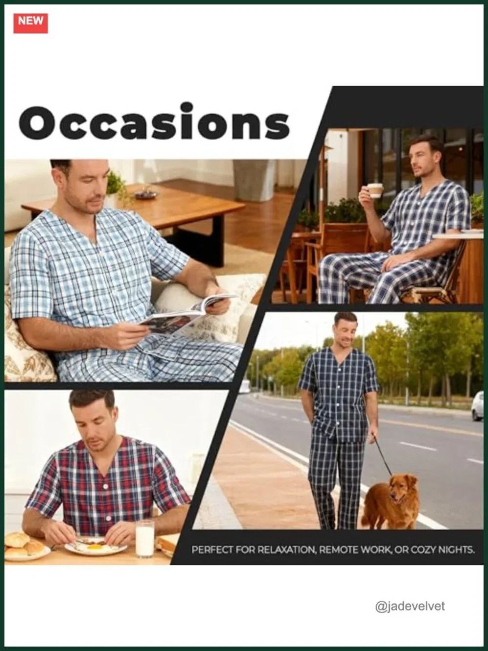 100% Cotton Men's Pajama Set - Short Sleeve Button Up Sleepwear